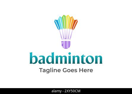 Rubinetto colorato per Badminton Sport Club o Event Competition Championship Logo Design Vector Illustrazione Vettoriale