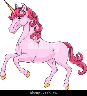 Unicorn Horn Horse Cartoon Mascot di Myth Illustrazione Vettoriale