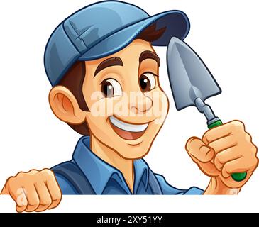 Mascotte per muratore per muratore per costruzioni Illustrazione Vettoriale