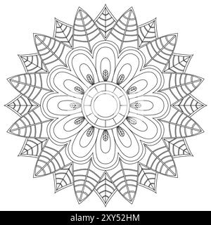 Pagina da colorare Mandala per adulti. Illustrazione Vettoriale