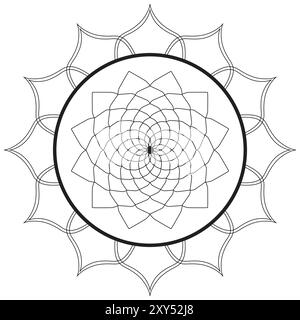 Disegno vettoriale Circle mandala su bianco. Illustrazione Vettoriale