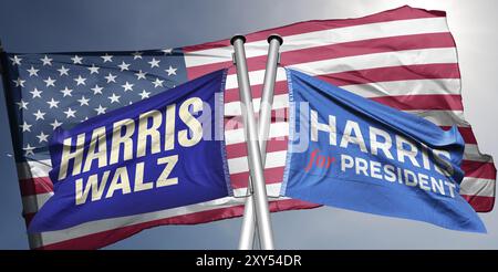 Kamala Harris 2024 campagna presidenziale con il logo harris walz Foto Stock