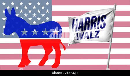 Kamala Harris 2024 campagna presidenziale con il logo harris walz Foto Stock