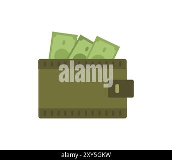 Icona del portafoglio illustrata in formato vettoriale su sfondo bianco Foto Stock