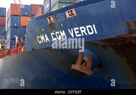 CMA CGM Verdi am Burchardkai, Amburgo, CMA CGM Verdi a Burchardkai, Amburgo Foto Stock