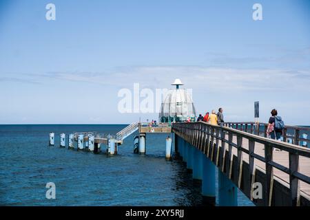 Campana per immersioni al molo, Sellin, Ruegen, Mar Baltico, Meclemburgo-Pomerania occidentale, Germania, Europa Foto Stock