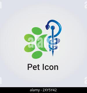 Icona di cura dell'assicurazione degli animali domestici, Logo per la salute degli animali d'affari, Logo veterinario Illustrazione Vettoriale