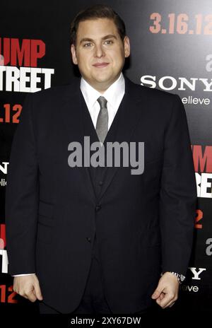 Jonah Hill alla prima di Los Angeles di "21 Jump Street" tenutasi al Grauman's Chinese Theater di Hollywood il 13 marzo 2012 Foto Stock