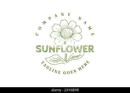 Logo Emblem con logo disegnato a mano in stile vintage retrò Illustrazione Vettoriale
