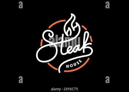 Testo di tipo Steak House caratteri per lettere di parola per BBQ Grill Restaurant Logo Design Illustrazione Vettoriale