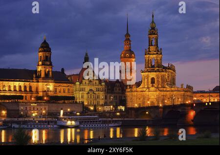 Dresda Court Church Night, Dresden Catholic Court Church Night 07 Foto Stock