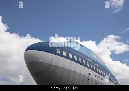 Lelystad, Paesi Bassi. Luglio 2022. La sezione nasale del Boeing 747. Primo piano Foto Stock