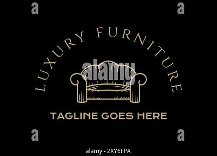 Elegante poltrona con divano di lusso per mobili Design Vector per interni con logo Illustrazione Vettoriale