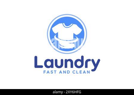 Modello di design con logo per lavanderia. Logo creativo per un servizio di lavanderia veloce e pulito Illustrazione Vettoriale