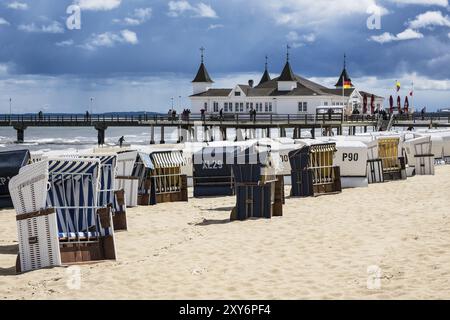 Il molo di Ahlbeck sull'isola di Usedom Foto Stock