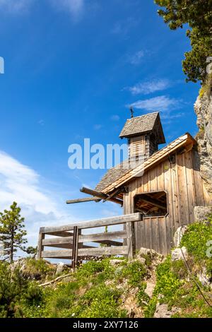 Friedenskircherl, chiesa della pace, sul monte Stoderzinken vicino a Groebming, Stiria, Austria Foto Stock