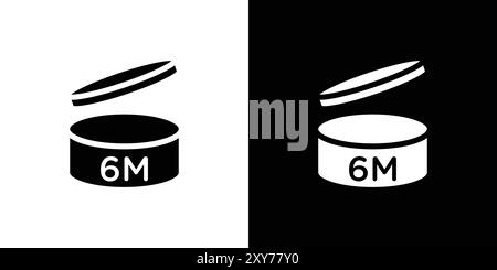 Set di icone PAO per 6 mesi in bianco e nero. semplice vettore piatto Illustrazione Vettoriale