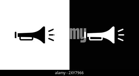 Icona clacson per auto impostata in bianco e nero. semplice vettore piatto Illustrazione Vettoriale
