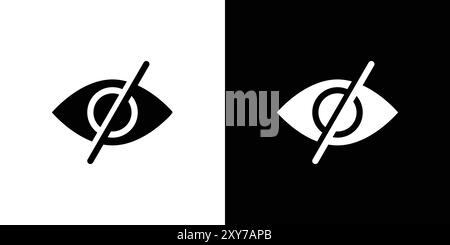 Nascondi set di icone in bianco e nero. semplice vettore piatto Illustrazione Vettoriale