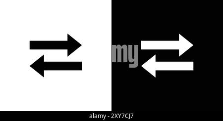 Set di icone di scambio in bianco e nero. semplice vettore piatto Illustrazione Vettoriale