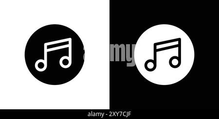 Icona musicale in bianco e nero. semplice vettore piatto Illustrazione Vettoriale