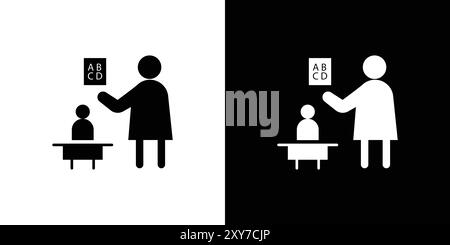 icona oculista impostata in bianco e nero. semplice vettore piatto Illustrazione Vettoriale