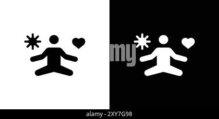 icona di gestione dello stress impostata in bianco e nero. semplice vettore piatto Illustrazione Vettoriale