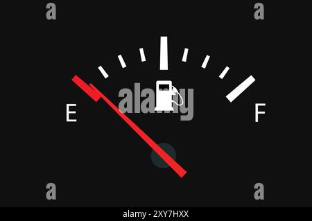 Indicatore carburante in economia, indicatore serbatoio carburante gas, indicatore carburante, misurazione olio, cruscotto olio Illustrazione Vettoriale