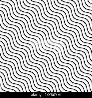 Trama ondulata senza cuciture, linee nere su sfondo bianco. Vettore Illustrazione Vettoriale