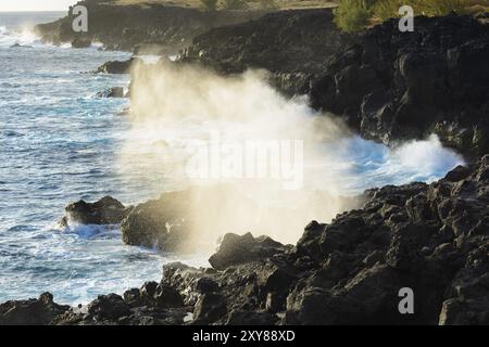 Le Souffleur o una naturale geyser a Isola di Reunion vicino a Saint Leu city Foto Stock