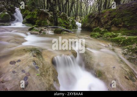 Torrente es Freu. Orient, Sierra de Tramuntana. Maiorca. Isole Baleari. Spagna Foto Stock