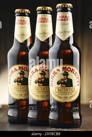 Birra Moretti, azienda italiana produttrice di birra, fondata a Udine nel 1859 da Luigi Moretti, ora di proprietà di Heineken International Foto Stock