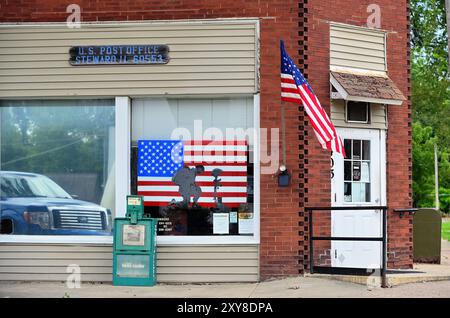 Steward, Illinois, Stati Uniti. L'ufficio postale locale in una piccola comunità dell'Illinois. Foto Stock