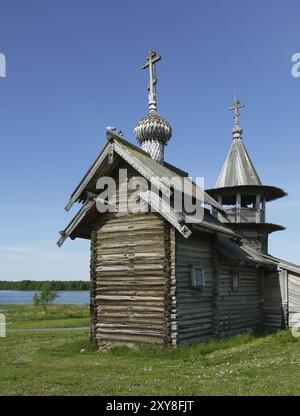 Cappella dell'Arcangelo Michele su Kizhi. Cappella dell'Arcangelo Michael Kizhi è un'isola del lago Onega nella Repubblica di Carelia, Russia, EUR Foto Stock