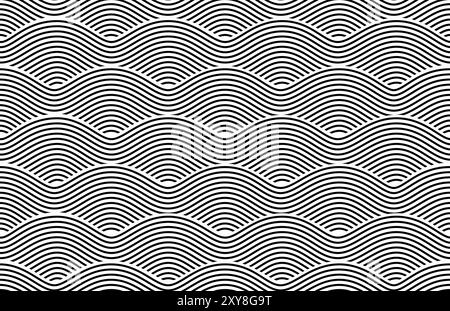 Trama ondulata senza cuciture, linee nere su sfondo bianco. Vettore Illustrazione Vettoriale