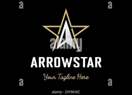 Semplice design minimalista con lettera A per il logo Arrowhead Star Sport Illustrazione Vettoriale