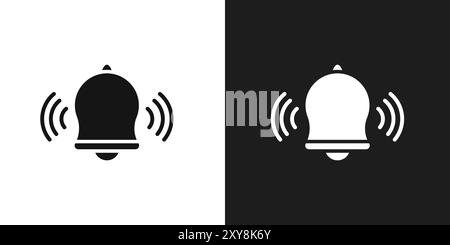 Icona anello campana logo segno vettoriale contorno in bianco e nero Illustrazione Vettoriale