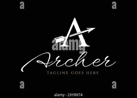 Lettera iniziale A per il vettore disegno del logo della freccia freccia Archer Archery Illustrazione Vettoriale