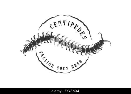 Vintage Animal venomous centipede silhouette Logo Design Vector Illustrazione Vettoriale