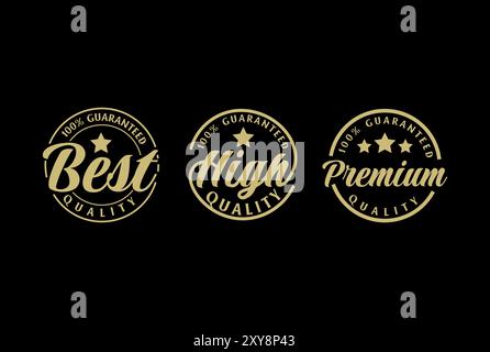 Vintage Circular alta qualità premium e 100% garantito logo Emblem timbro marchio marchio Design Vector Illustrazione Vettoriale