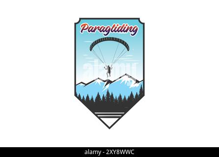 Logo vintage Badge of Mountain Skydiving Sport Club Illustrazione Vettoriale