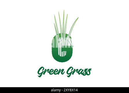 Lettera iniziale G per Green Grass Logo Design Vector Illustrazione Vettoriale