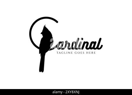 Silhouette di Cardinal Bird Logo Design Vector Illustrazione Vettoriale