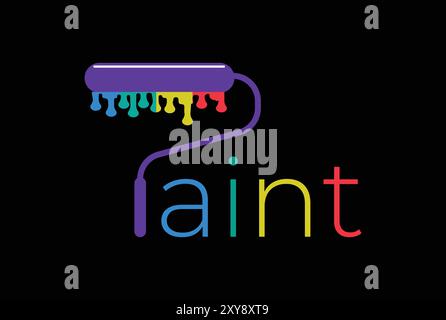 Colore tipo rotolo di vernice carattere testo testo testo lettera parola Logo Design Vector Illustrazione Vettoriale