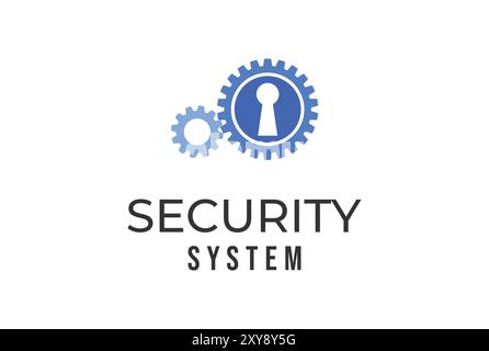 Gear Gog Driven with Keyhole for Secure Security Setting System Logo Illustrazione Vettoriale