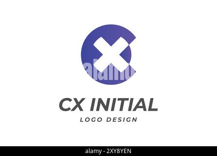 Design semplice minimalista e moderno con lettera circolare CX XC e logo Vector Illustrazione Vettoriale