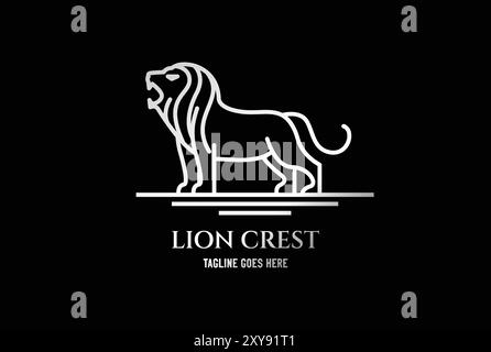 Ispirazione per il design del logo Royal Lion Line Art Illustrazione Vettoriale