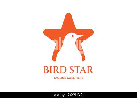 Semplice design minimalista con logo Bird Star Vector Illustrazione Vettoriale