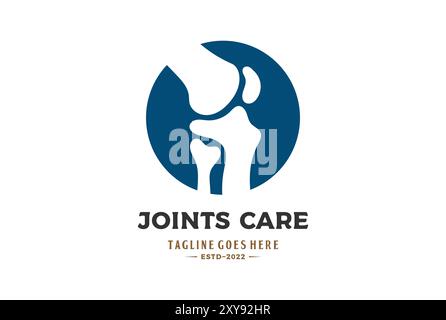 Scheletro osseo articolare del ginocchio minimalista semplice per il logo di assistenza sanitaria della clinica del dottore Illustrazione Vettoriale