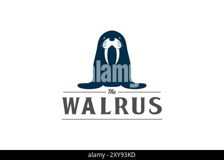 Design semplice e minimalista con logo Character Mascotte in cartoni Walrus Seal Illustrazione Vettoriale